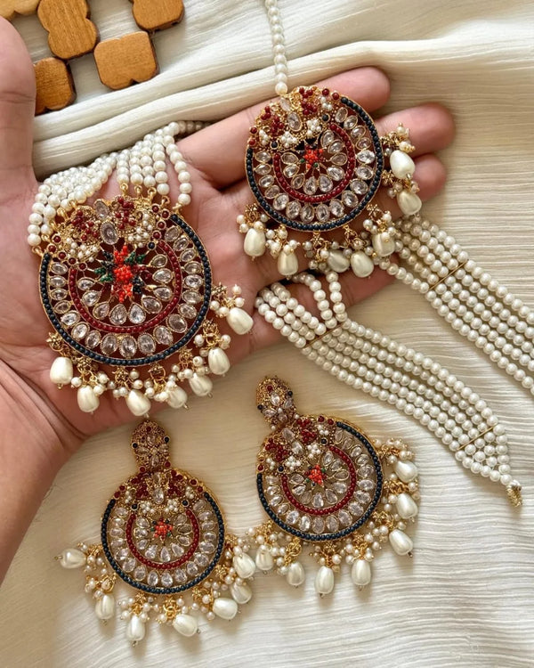 Regal Kundan &Pearl White Bridal Set