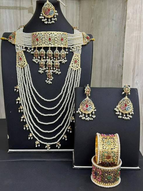 Hyderabdi 7 Layer Dhulan set with Choker