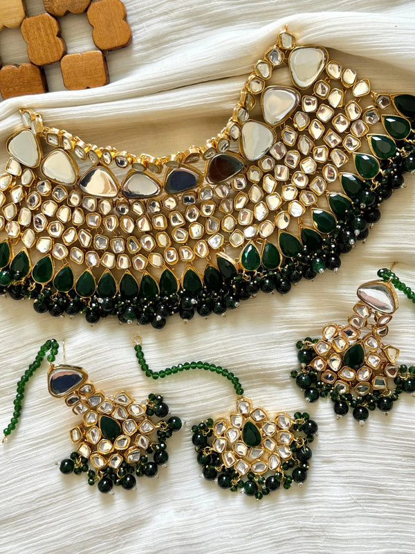 Gold plated Farshi Kundan designer set